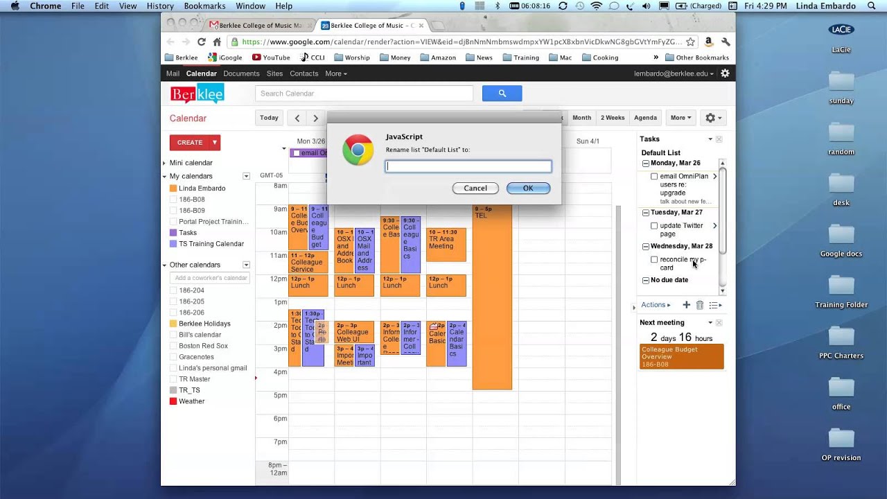 Mac Calendar App List View